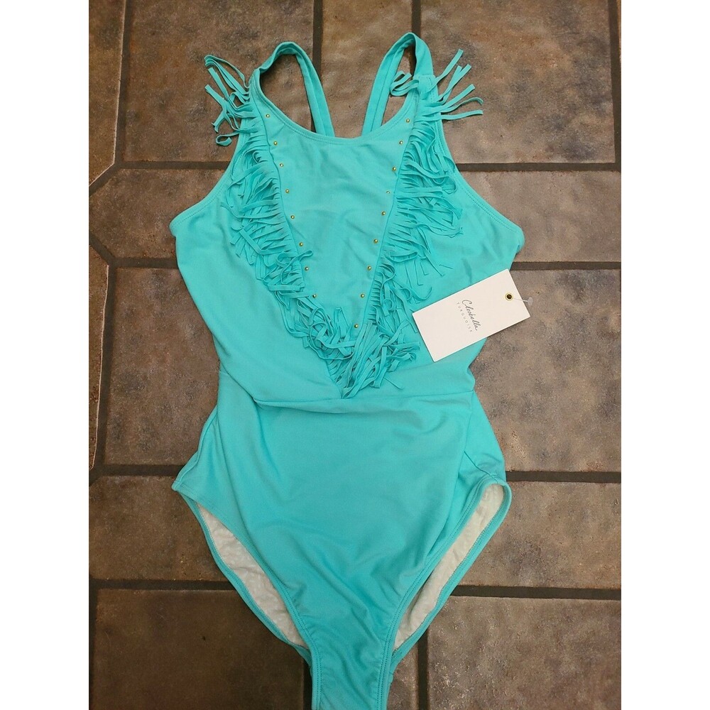 Girl's Cleobella Turquoise 1-pc  tourqoise Fringe Swimsuit (XL) nwt